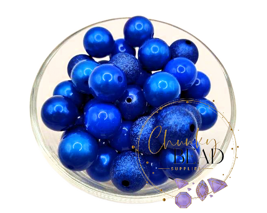 20mm “Royal Blue” Acrylic Bulk Chunky Bubblegum Bead Mix