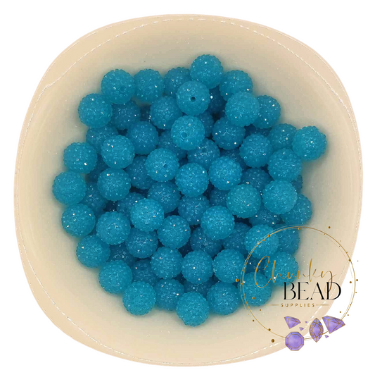 20mm "Aqua Blue" Jelly Rhinestone Acrylic Beads