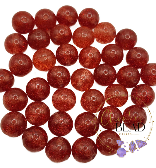 20mm “Red” Super Glitter Acrylic Beads