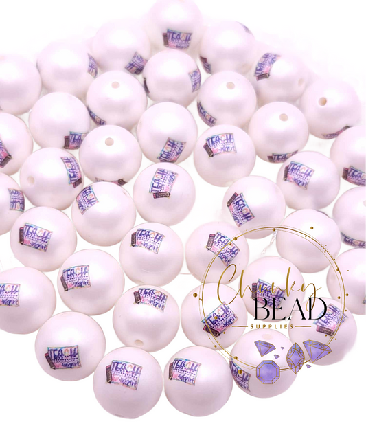 Sale! Clear-out! 20mm “Teach Love Inspire” Double Print Acrylic Beads