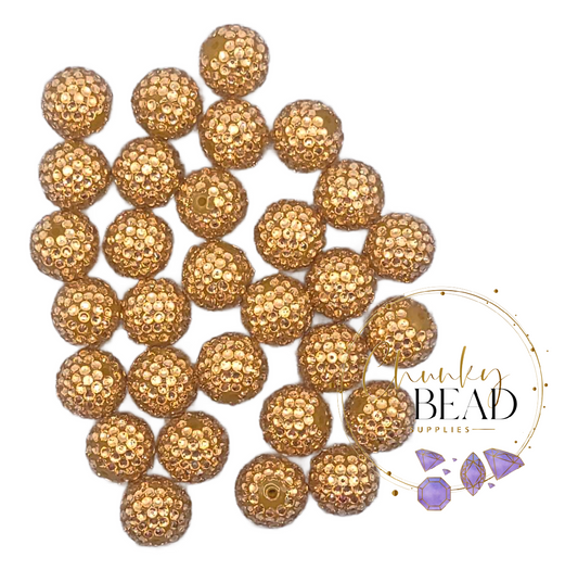 20mm “Champagne” Foil Rhinestone Acrylic Beads
