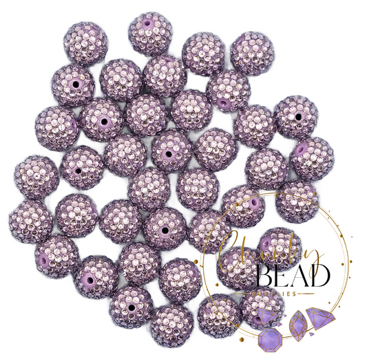 20mm “Lavender” Foil Rhinestone Acrylic Beads