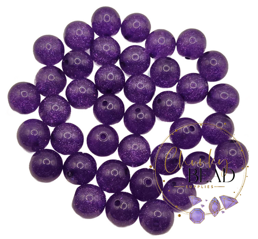 20mm “Dark Purple” Super Glitter Acrylic Beads