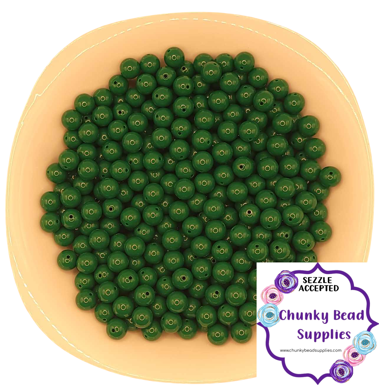 12mm “Regular Green” Solid Acrylic Beads, CBS Chunky Bead Supplies, Gumball Beads, Chunky Bubblegum Beads