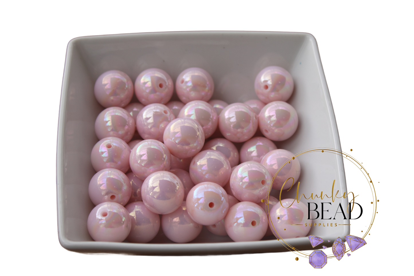 20mm “Baby Pink” AB Solid Shiny Bubblegum Acrylic Beads