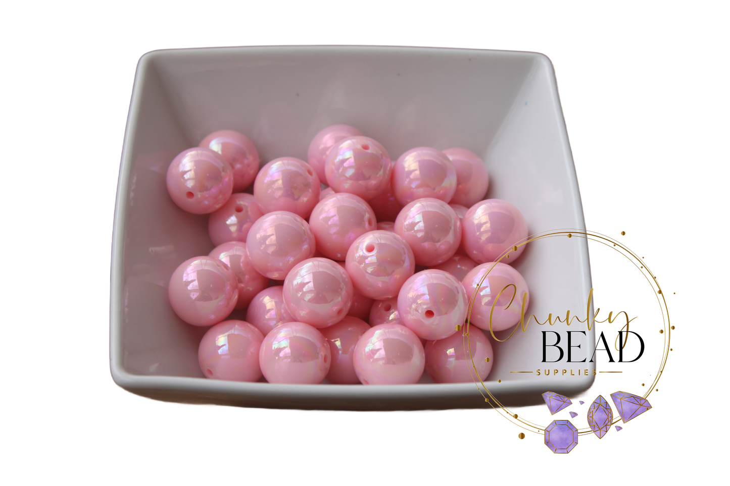 20mm “Bubblegum Pink” AB Solid Shiny Bubblegum Acrylic Beads