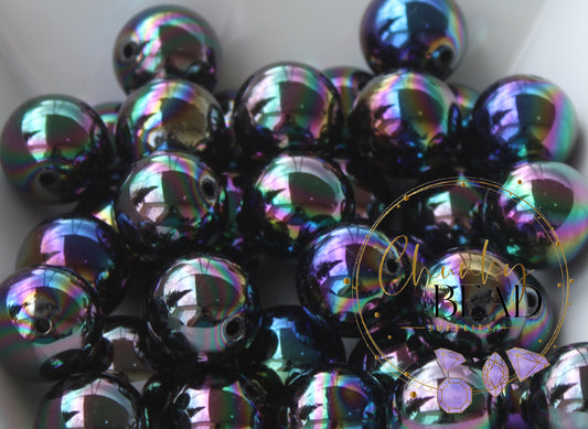 20mm “Black” AB Shiny Bubblegum Acrylic Beads