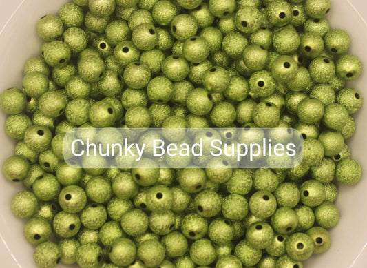 12mm Lime Green Stardust Acrylic Beads