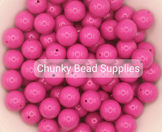 20mm "Magenta" Pink Solid Bubblegum Beads