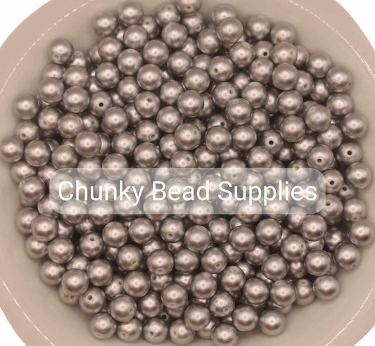Perles argentées mates de 12 mm