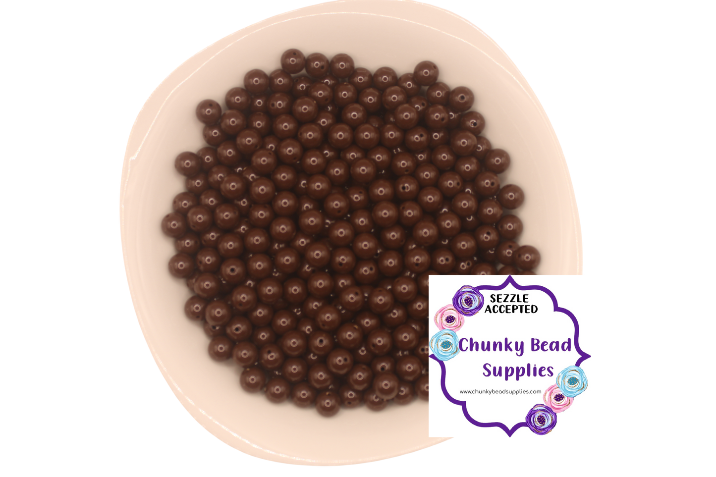 12mm “Mocha” Solid Acrylic Beads, CBS Chunky Bead Supplies, Gumball Beads, Chunky Bubblegum Beads