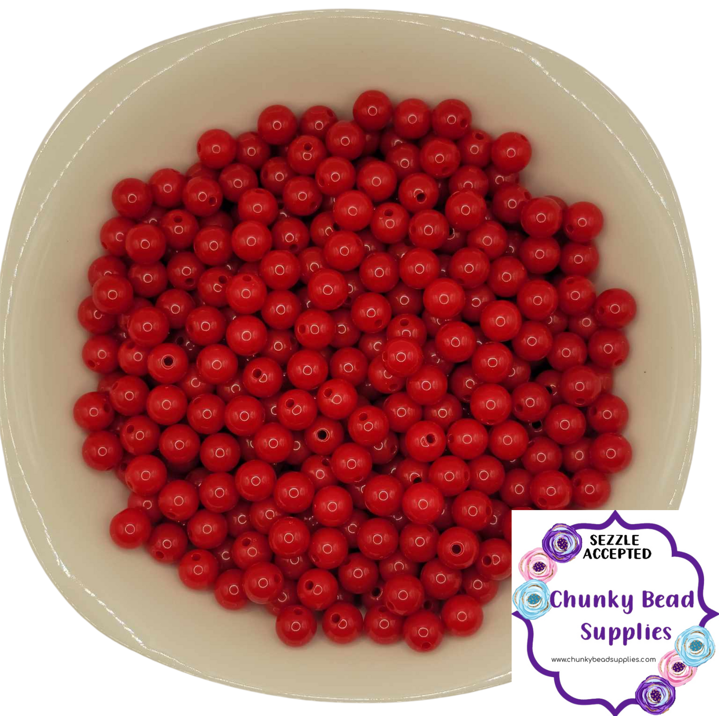 Perles acryliques solides « rouges » de 12 mm, fournitures de perles chunky CBS, perles gumball, perles chunky bubblegum