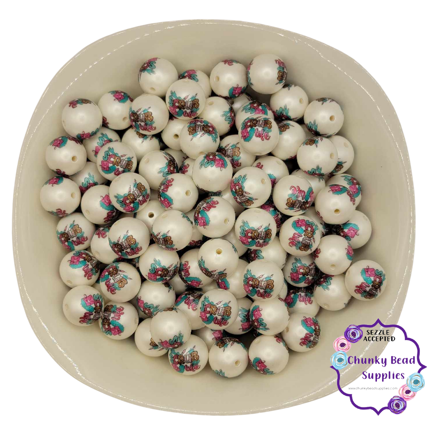 Perles acryliques personnalisées en gros caractères « Nurse Life » de 20 mm