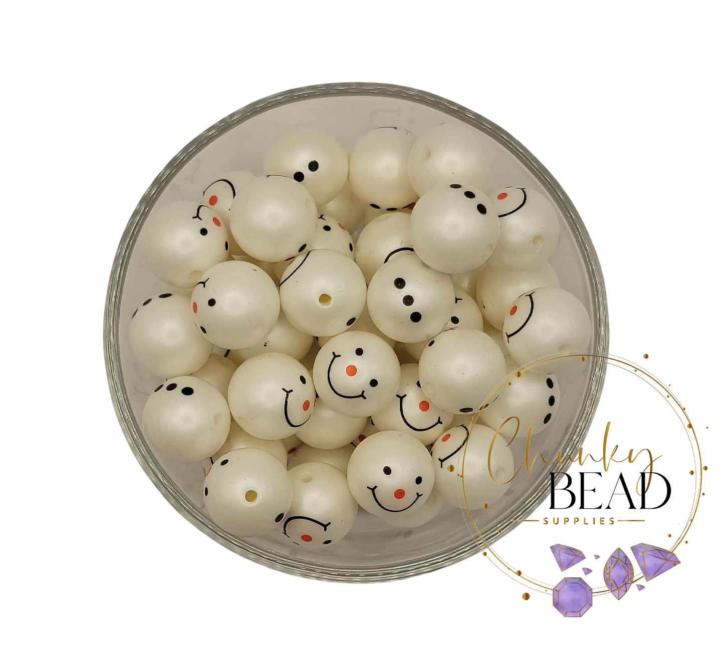 20mm "Snowman Buttons" Double Print Acrylic Beads