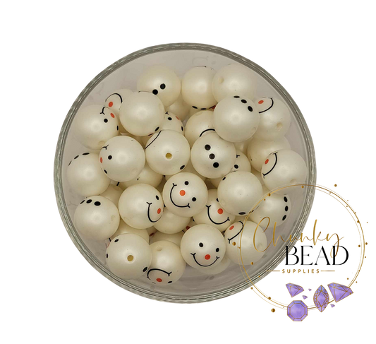 20mm "Snowman Buttons" Double Print Acrylic Beads