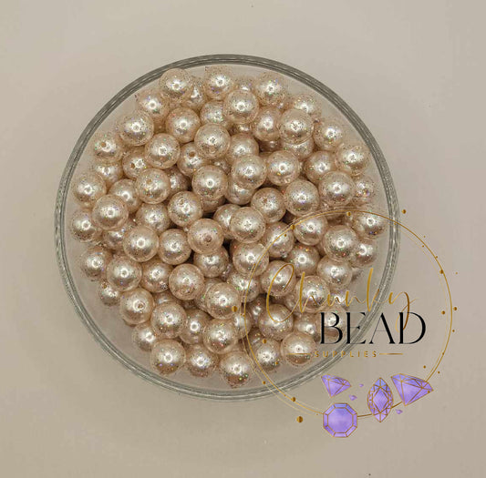12mm “Ivory” Glitter Pearl Acrylic Beads