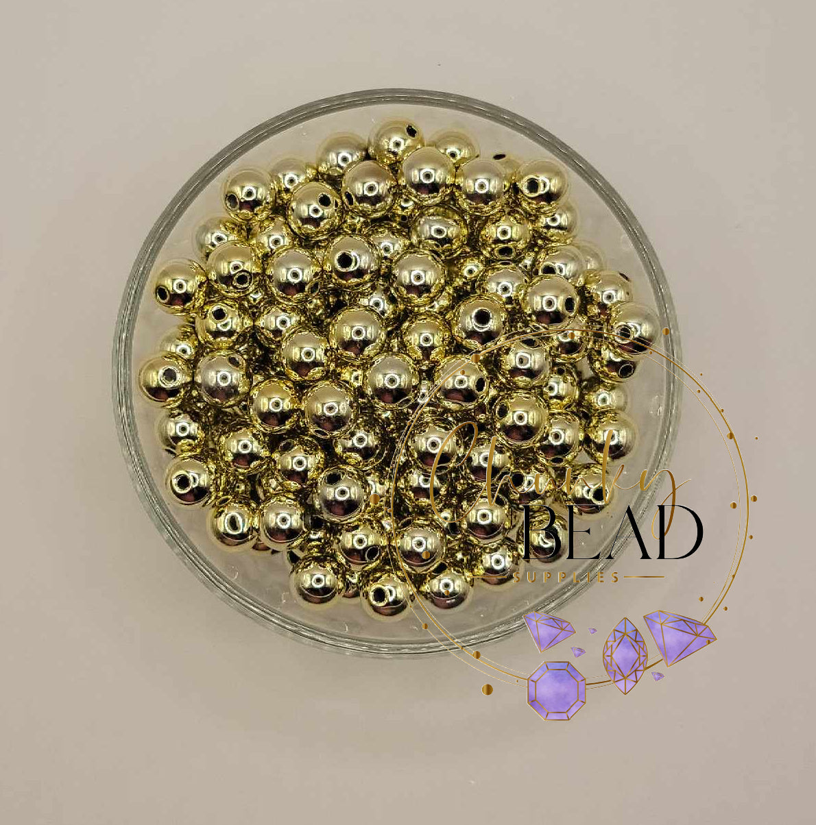 12mm “Gold” UV Pearl Acrylic Beads