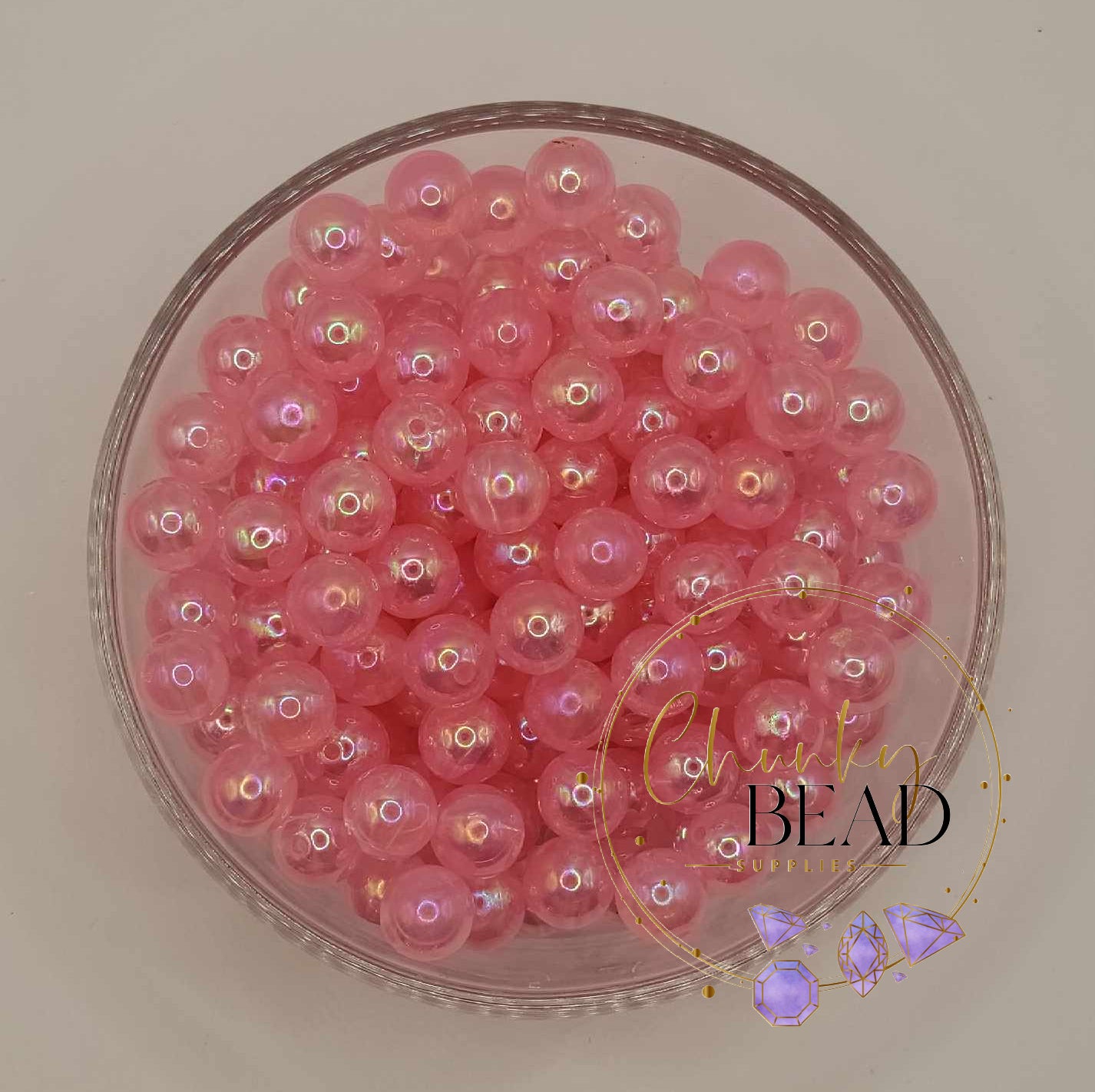 12mm “Pink” Acrylic AB Jelly Solid Beads
