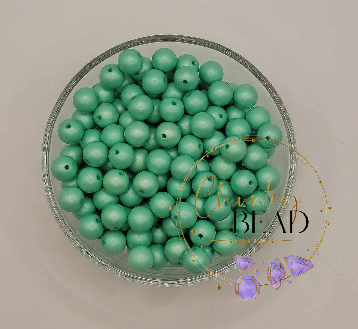 12mm “Mint Green” Acrylic Matte Pearl Beads