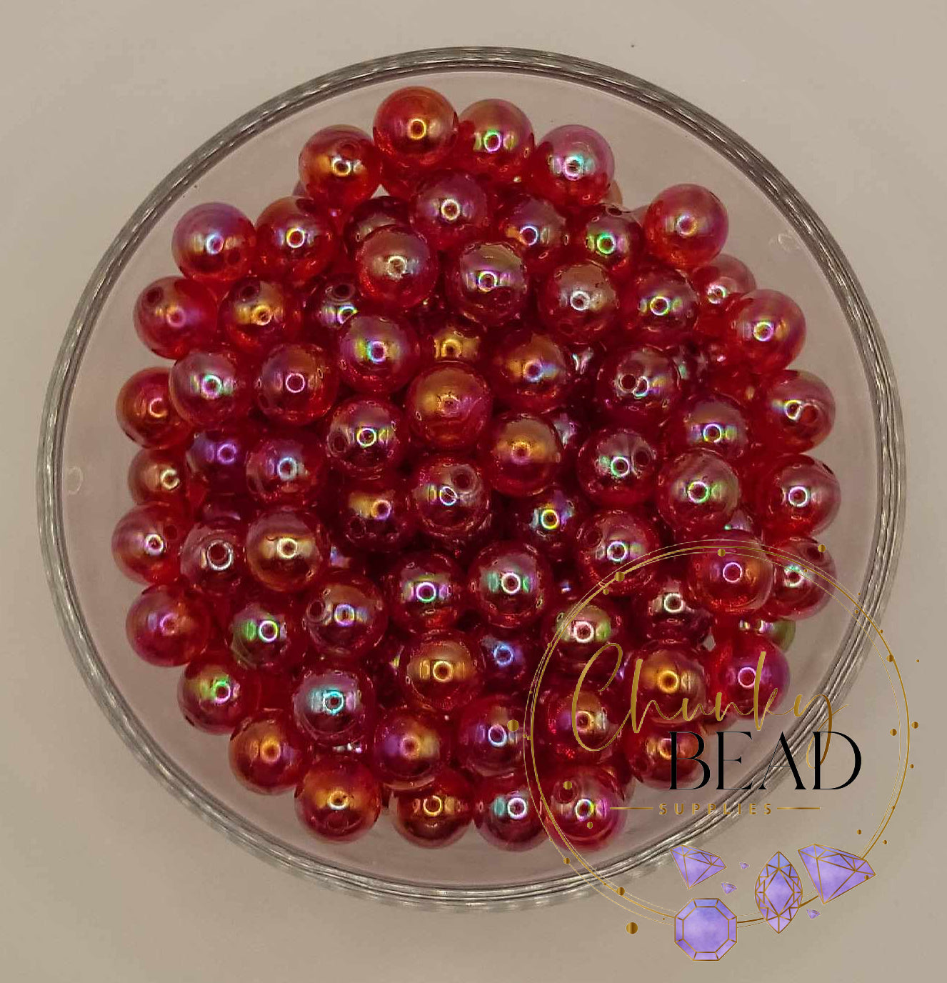 12mm “Red” Acrylic AB Jelly Solid Beads