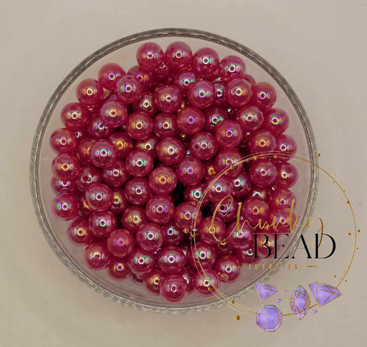 12mm “Hot Pink” Acrylic AB Jelly Solid Beads