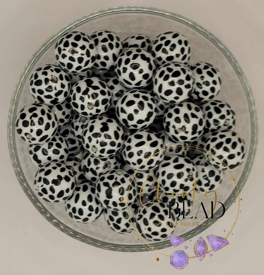 20mm “Cow Print #2” Double Color Acrylic Beads