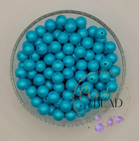 12mm “Aqua Blue” Acrylic Matte Pearl Beads