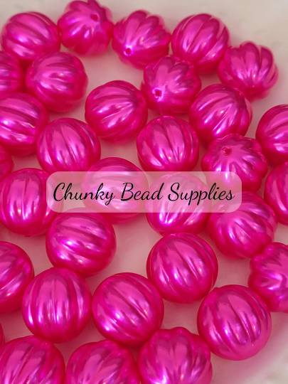 20mm “Hot Pink” Pearl Melon Acrylic Beads