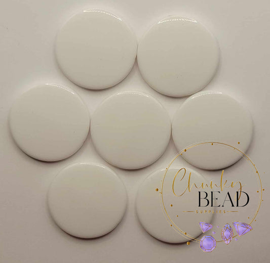 41mm “White Flat Coin” Acrylic Beads