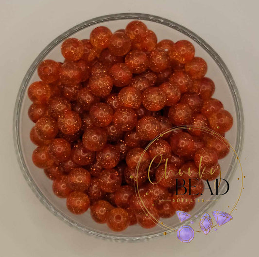 12mm “Orange” Acrylic Super Glitter Beads