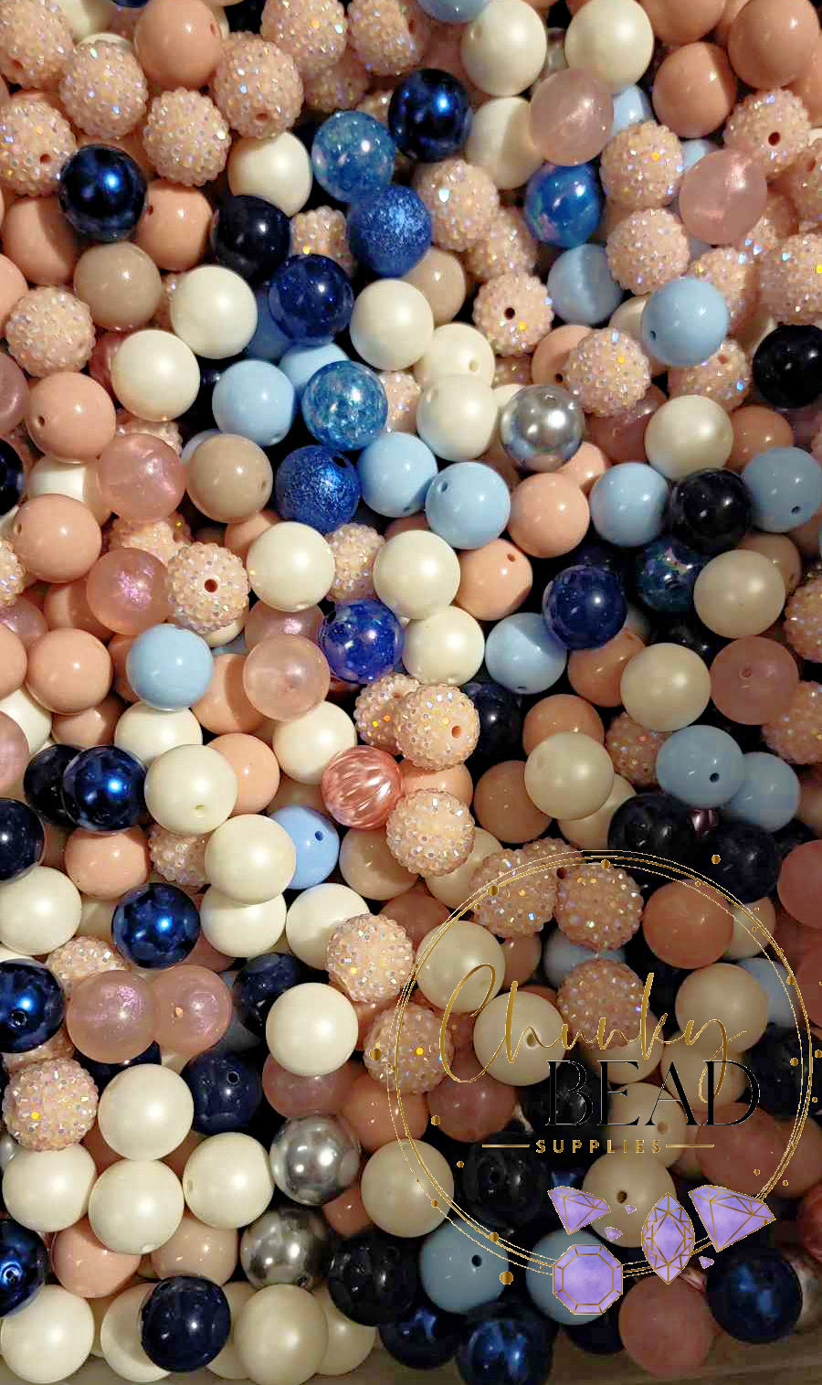 20mm “Footprints in the Sand” Acrylic Bulk Chunky Bubblegum Bead Mix