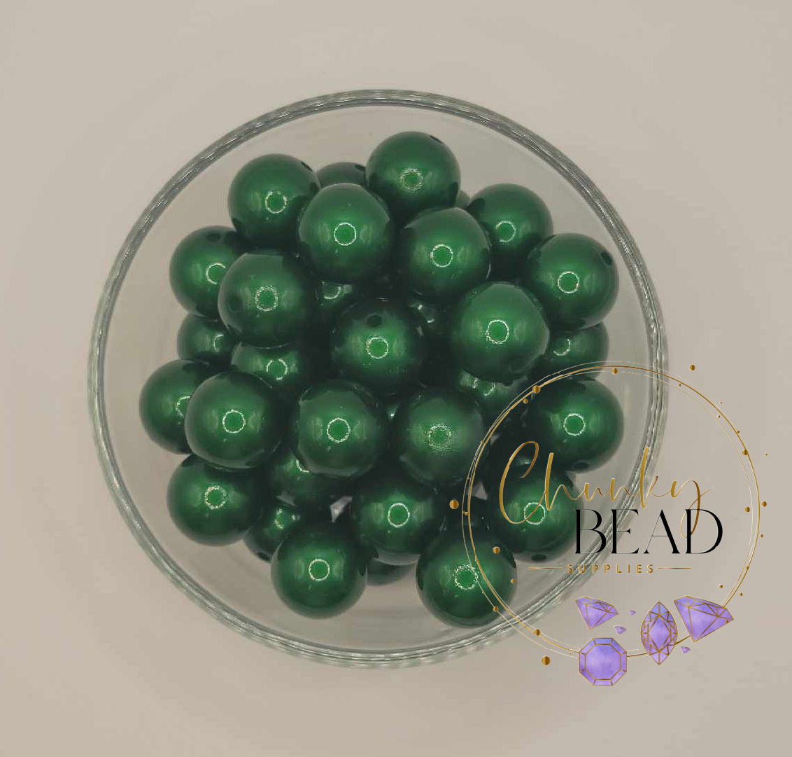 20mm “Dark Green” New Matte Pearl Bubblegum Acrylic Beads