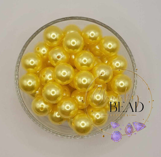 20mm “Happy Yellow” Pearl Acrylic Beads