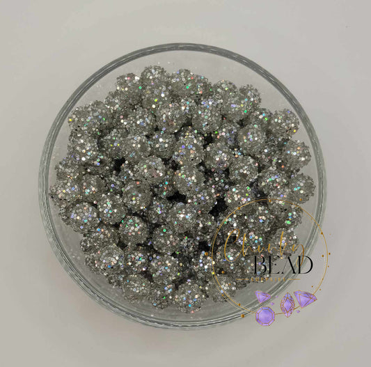 12mm “Silver” Sequin Glitter Rhinestone Acrylic Beads
