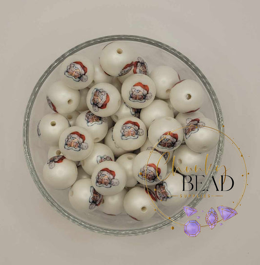 Perles à double imprimé Père Noël léopard 20 mm