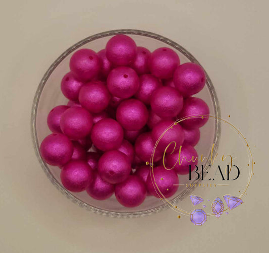 20mm “Hot Pink” Wrinkle Acrylic Beads