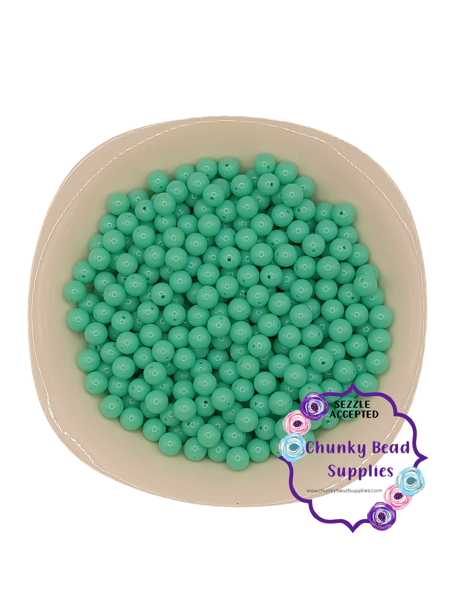 Perles acryliques néon « bleu menthe » de 12 mm