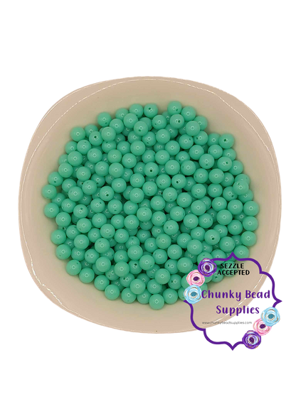 Perles acryliques néon « bleu menthe » de 12 mm
