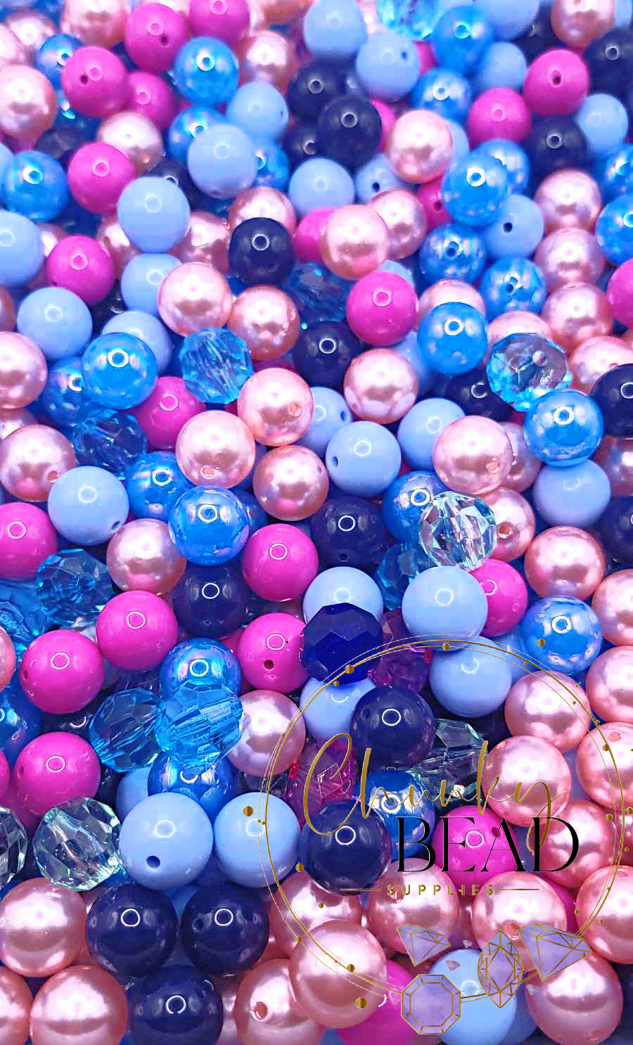 20mm “Royalty” Acrylic Bulk Chunky Bubblegum Bead Mix