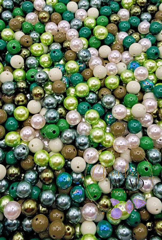 12mm “Shades of Green” Acrylic Bulk Bead Mix