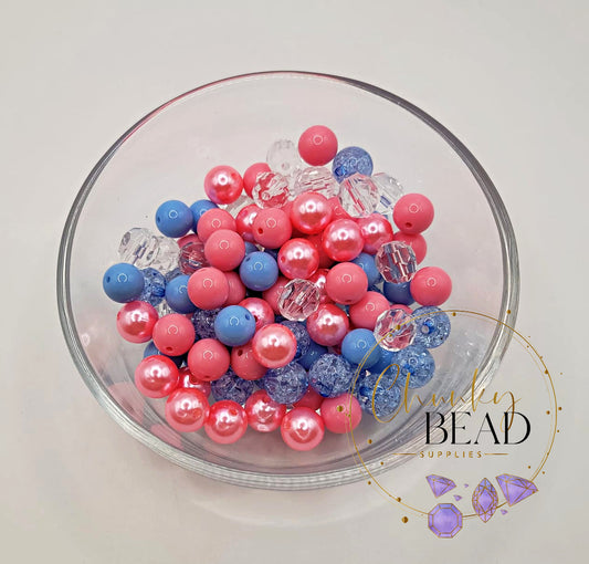 12mm 100 Bead Mix Cotton Candy