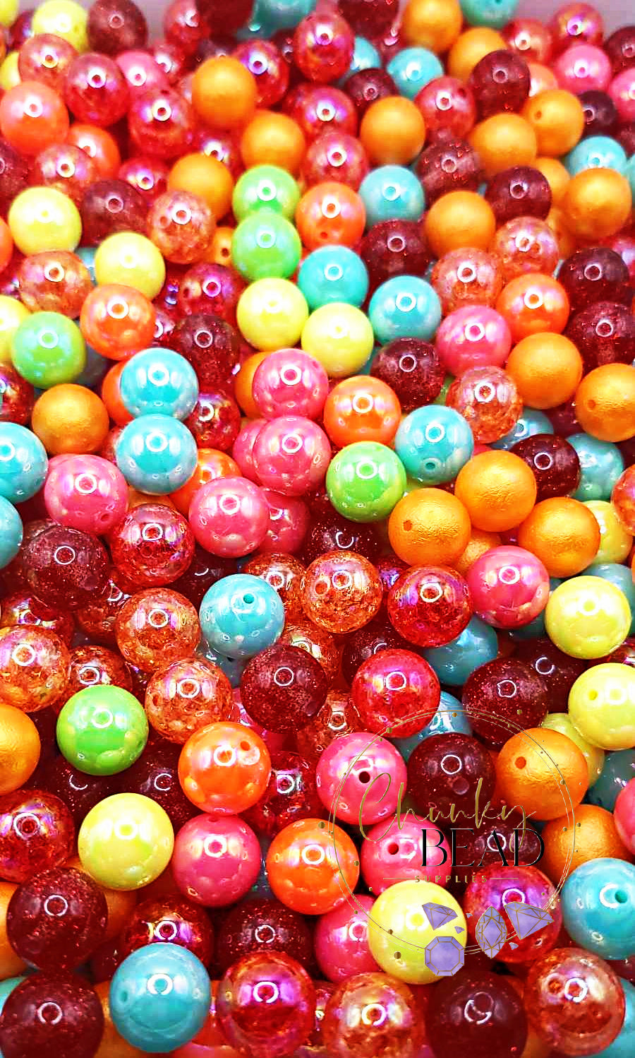 20mm “Summer” Acrylic Bulk Chunky Bubblegum Bead Mix