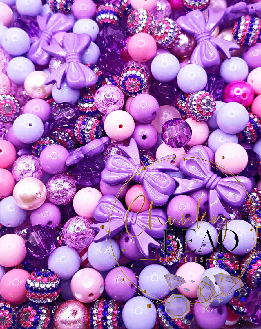 20mm “Purple Princess” Acrylic Bulk Chunky Bubblegum Bead Mix