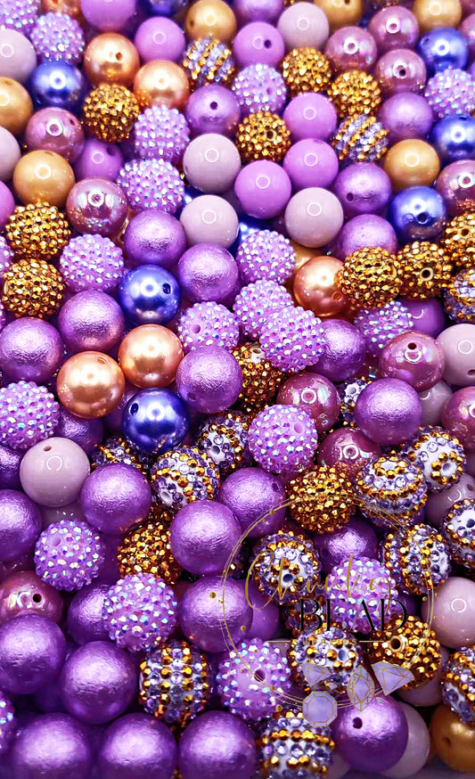 20mm “Purple and Gold” Acrylic Bulk Chunky Bubblegum Bead Mix