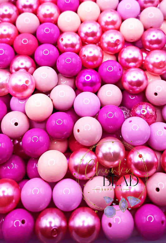 20mm “Romance” Acrylic Bulk Chunky Bubblegum Bead Mix