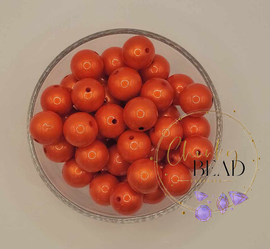20mm “Deep Orange” New Matte Pearl Bubblegum Acrylic Beads