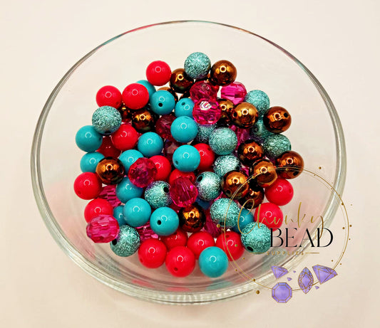 12mm 100 Bead Mix Boho Country Acrylic Beads