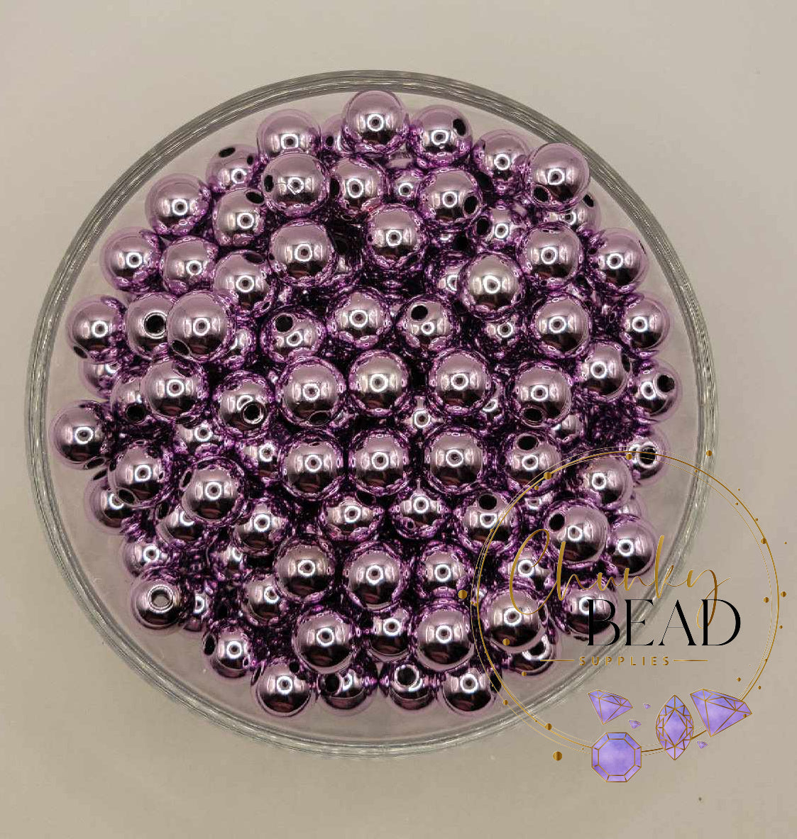 12mm “Purple” UV Pearl Acrylic Beads
