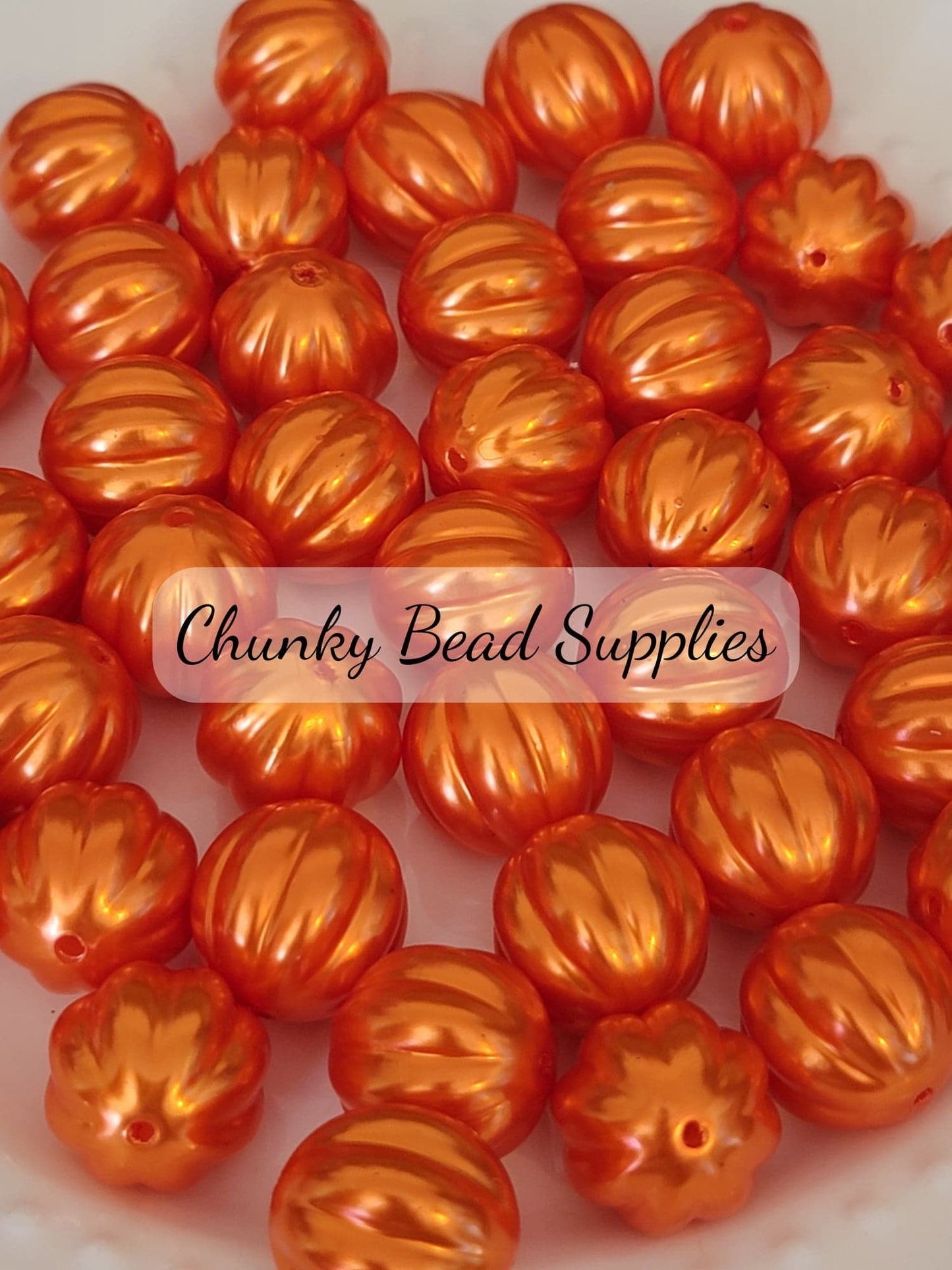 20mm “Orange” Pearl Melon Acrylic Beads