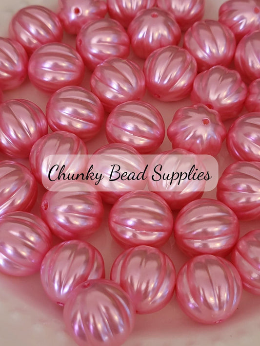 20mm “Bubblegum Pink” Pearl Melon Acrylic Beads